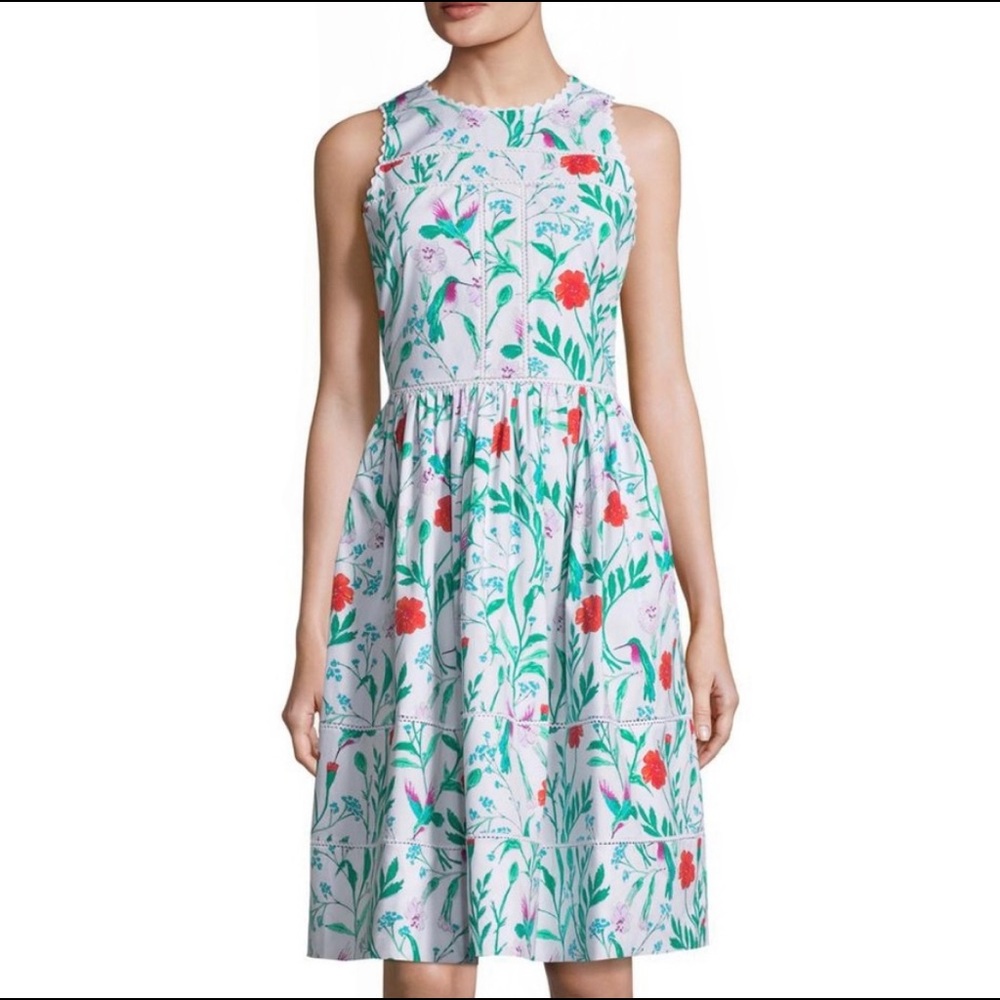 RARE Kate Spade Jardin Poplin White Floral Dress Size 0